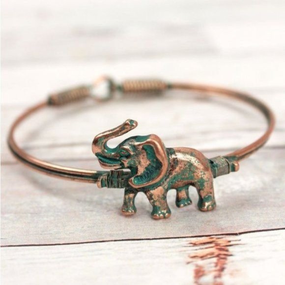 PATINA ELEPHANT WIRE BANGLE - Picture 1 of 3